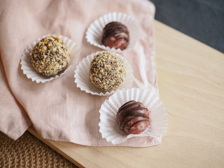 Hazelnut & Blueberry Chocolate Dipped Bliss Balls
