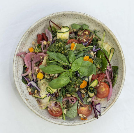 Tomato & Basil Salad with Lion's Mane